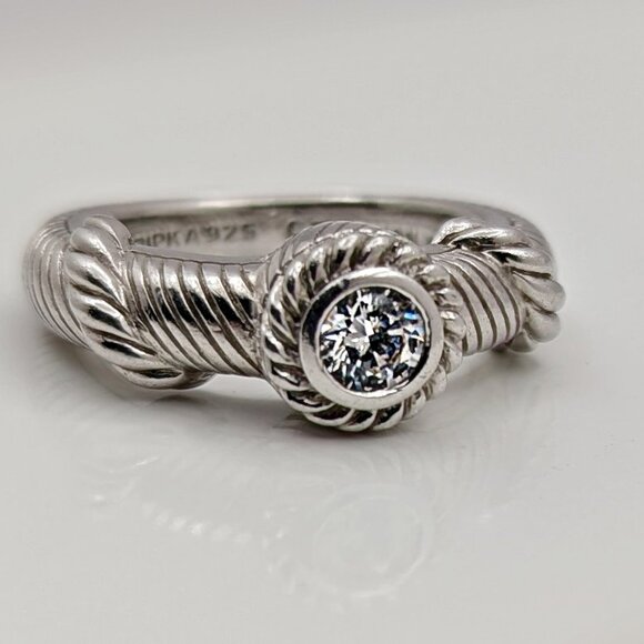Judith Ripka Sterling Cable Ring - Solitaire Ring - CZ Ring - Picture 4 of 5
